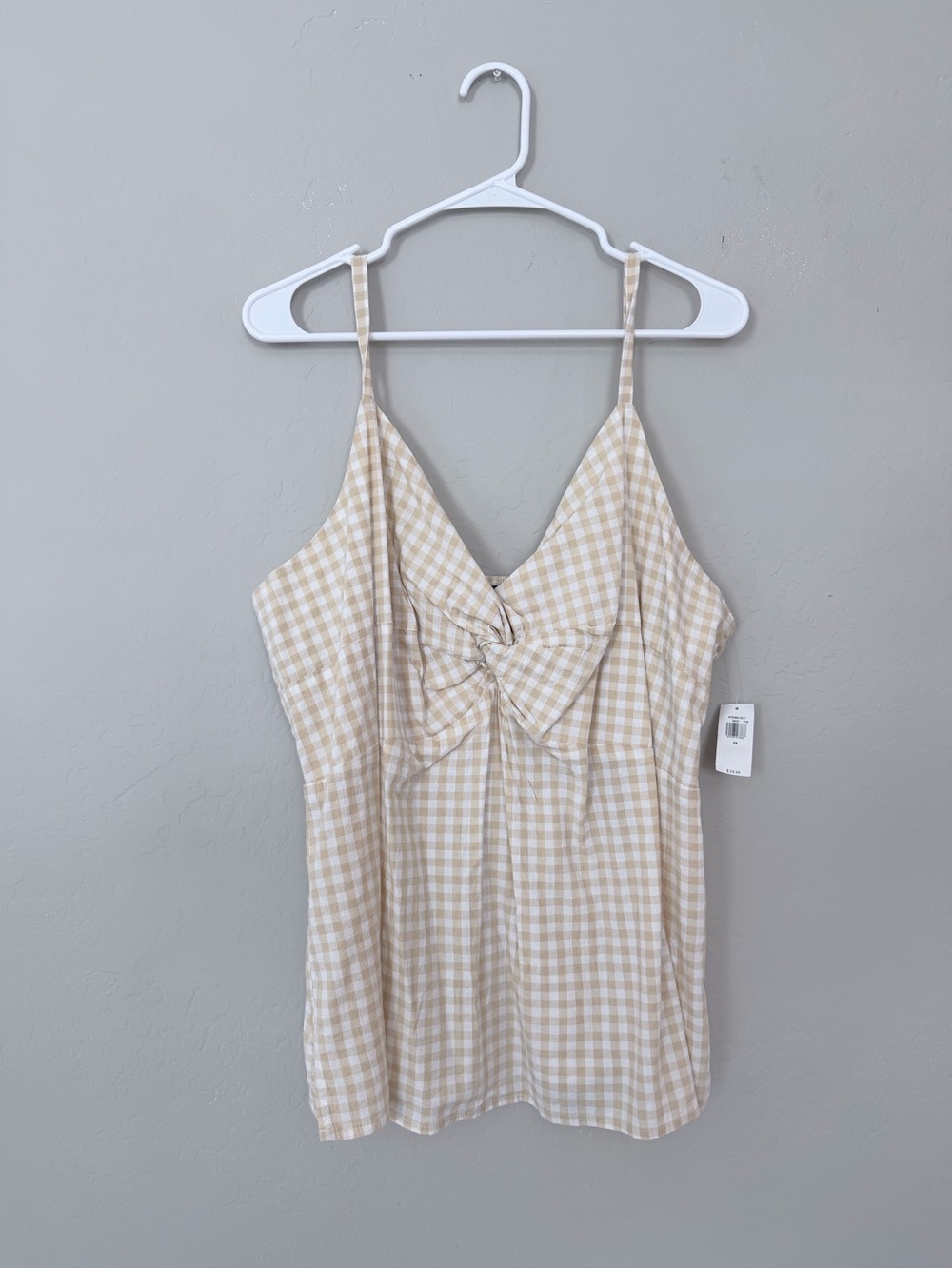 Old Navy Beige Gingham Tie-Front Cami